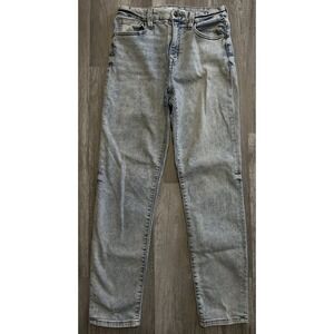 Willow + Root The High Rise Mom Jeans Womens Size 27 Blue Distressed Stretch